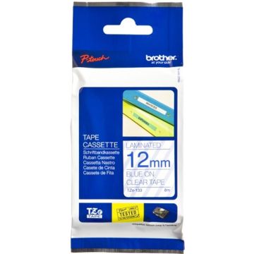Brother TZe-133 - Blauw op transparant