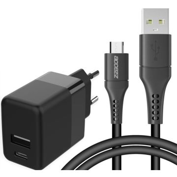 Accezz Wall Charger 20W + Micro-USB naar USB kabel - 1 meter