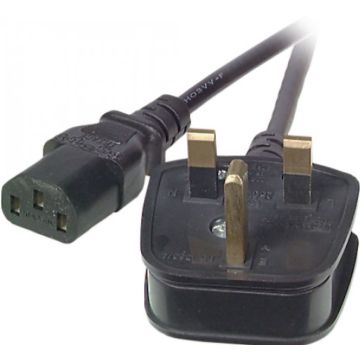 EFB Netzleitung UK BS1363A-C13 180Â°,zwart,5m,3x1.00mm