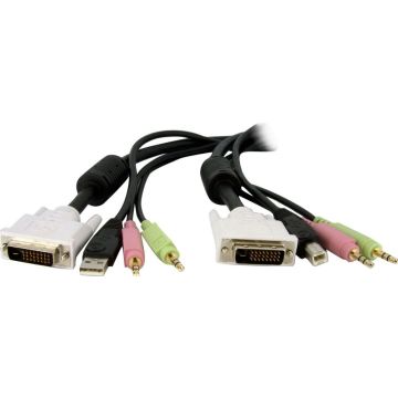StarTech 4-in-1 USB Dual-Link DVI-D KVM-switch Kabel met Audio en Microfoon - Kabel voor toetsenbord / muis / video / audio