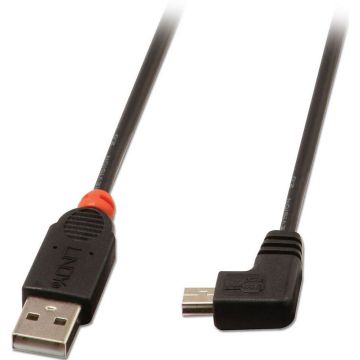 Lindy 0.5m USB 2.0 Cable. Type A to Mini-B. 90 Degree Right Angle