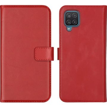 Selencia Echt Lederen Bookcase Samsung Galaxy A12 - Rood