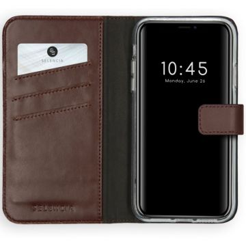 Selencia Echt Lederen Bookcase iPhone 11 - Bruin