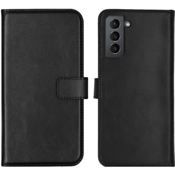 Selencia Echt Lederen Bookcase Samsung Galaxy S21 - Zwart