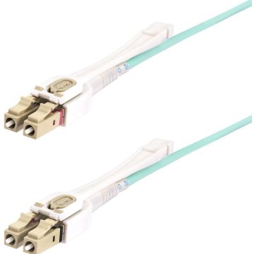 StarTech.com 8m (26ft) LC to LC (UPC) OM4 Multimode Fiber Optic Cable wPush Pull Tabs, 50125µm, 100G Networks, Bend Insensitive, Low Insertion Loss - LSZH Fiber Patch Cord (450FBLCLC8PP)