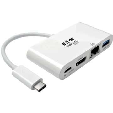 Tripp Lite USB C to HDMI Multiport Video Adapter Converter w USB-A Hub, USB-C PD Charging, Gigabit Ethernet Port, Thunderbolt 3 Compatible USB Type C to HDMI, USB Type-C - Dockingstation