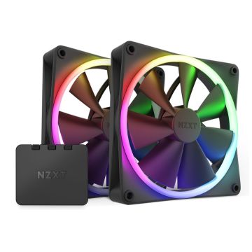 NZXT F140RGB Black 2-pack incl. RGB Lighting Controller - Ventilator