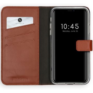 Selencia Echt Lederen Bookcase iPhone 11 - Lichtbruin