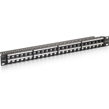 Equip 769248 Cat.6 Panel 1U for 48 Keystone Jacks, unshielded, black