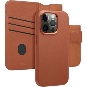 Accezz Leather Bookcase 2-in-1 met MagSafe iPhone 15 Pro - Sienna Brown