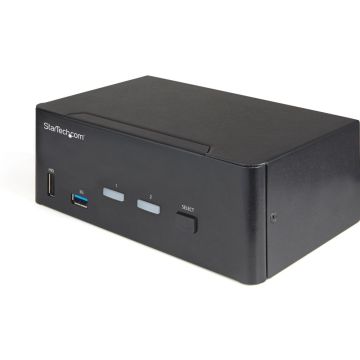 StarTech.com 2 Port  Dual Monitor KVM HDMI Switch, 4K 60Hz Ultra HD HDR, Desktop Hub 4K HDMI 2.0 KVM Schakelaar met 2 Port USB 3.0 (5Gbps) & 4x USB 2.0 HID, Audio, Hotkey Switching, TAA (SV231DHU34K6) - KVM  audioschakelaar