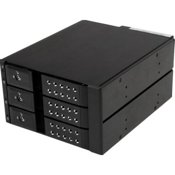 StarTech.com 3-bay aluminium trayless hot-swappable mobile rack backplane voor 3,5 inch SAS IISATA III - 6 Gbps HDD