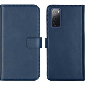 Selencia Echt Lederen Bookcase Samsung Galaxy S20 FE - Blauw