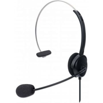 MANHATTAN USB Mono Headset Over-Ear USB-A-stekker zwart
