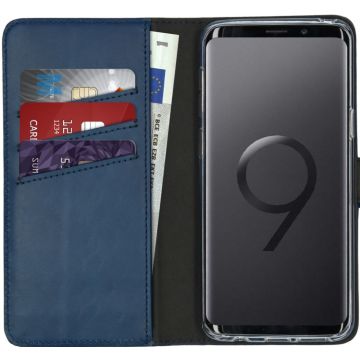 Selencia Echt Lederen Bookcase Samsung Galaxy S9 - Blauw