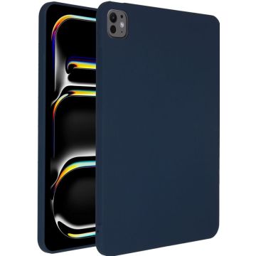 Accezz Liquid Silicone Backcover met penhouder iPad Pro 11 (2024) M4 - Donkerblauw