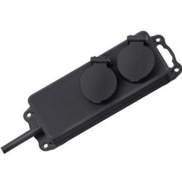 Extension Socket 2-Way 2.00 m Black - Protective Contact