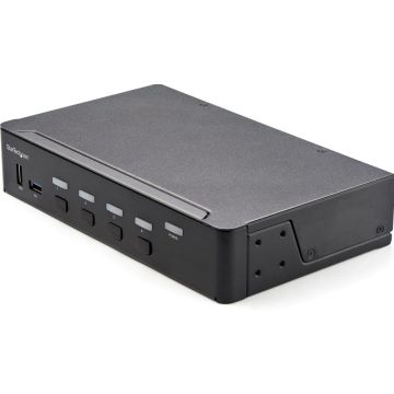 StarTech.com 4 Port HDMI KVM Switch, Single Monitor 4K 60Hz Ultra HD HDR, Desktop HDMI 2.0 KVM Switch with 2 Port USB 3.0 Hub (5Gbps) & 4x USB 2.0 HID Ports, Audio, Hotkey Switching, TAA - KVM with Fast Switching (SV431HU34K6)