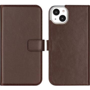 Selencia Echt Lederen Bookcase iPhone 14 Plus - Bruin