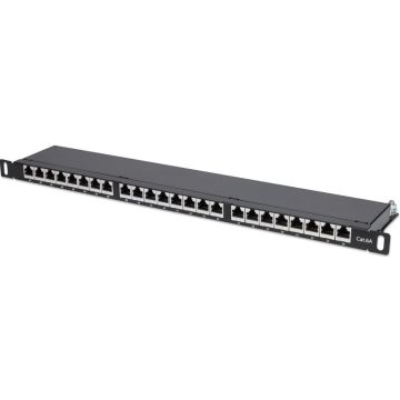 INTELLINET 19"" 24-Port Cat6a Patchpanel FTP 0,5 HE schwarz