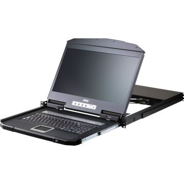Aten 16P Short Depth Single Rail LCD KVM SW-French Keyboard AZERTY FR