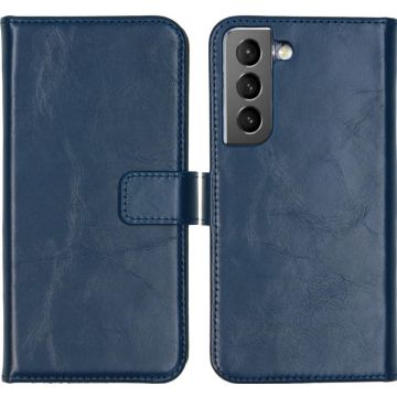 Selencia Echt Lederen Bookcase Samsung Galaxy S22 - Blauw