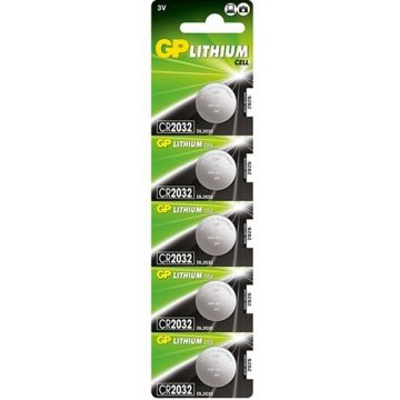 GP Batteries Lithium Cell CR2032, Wegwerpbatterij, CR2032, Lithium, 3 V, 5 stuk(s), 220 mAh