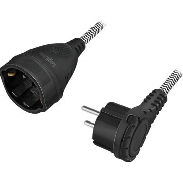 LogiLink stroomkabel Verl.CEE 7/7 zu CEE 7/3, 3m, Textilkabel