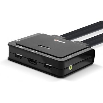 Lindy 2 Port HDMI 18G, USB Type C Cable KVM Switch