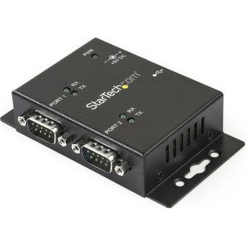 StarTech.com 2-poort Industriële USB naar Seriële Adapter Hub Wandmontage met DIN-Rail Clips - Seriële adapter