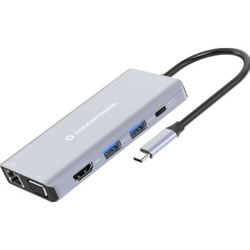 CONCEPTRONIC Dock USB-C->10-in-1 HDMI,USB3.0,SD,100WPD grau