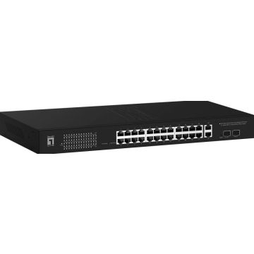 LevelOne Switch 28x GE GEP-2841 2xGSFP 370W 24xPoe