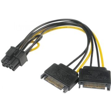 Akasa 2x 15-Pin-SATA auf 1x 6+2-Pin-PCIe Adapter