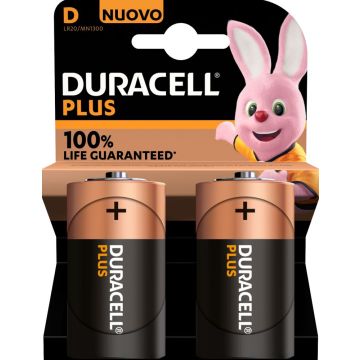 Duracell Plus Alkaline 100% D 2 pack (LR20)