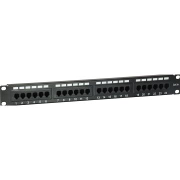 Equip Patchpanel 24x RJ45 Cat5e 19"" 1HE zwart