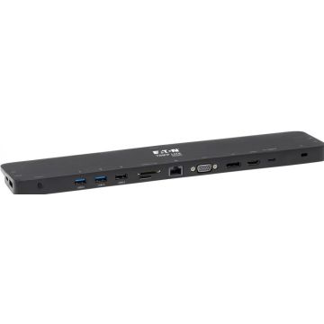 Eaton Tripp Lite Series Triple-Monitor USB C Dock USB C Docking Station with 4K HDMI & DisplayPort, VGA - USB-AC, GbE, 100W PD, Black