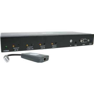 Tripp Lite 4-Port over Cat6 Presentation SwitchExtender Kit - 4K 60 Hz HDMI, DP & USB-C, VGA, UHD, 4:4:4, HDR, PoC, 50 ft., TAA