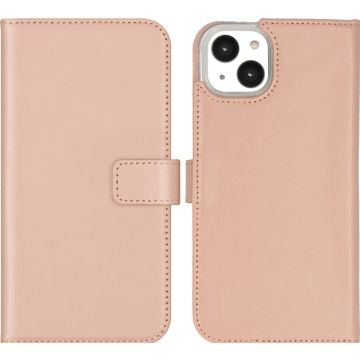 Selencia Echt Lederen Bookcase iPhone 14 Plus - Dusty Pink