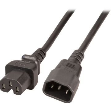 EFB Warmgeräteverl. C14 180°-C15 180°,zwart,2.0m,3x1.00mm