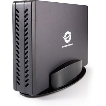 Conceptronic CHD3SU – Externe HDD-behuizing – 3.5" SATA – USB 2.0 – 480 Mbps – Aluminium – Inclusief voetstandaard – LED-indicator – 112,5×35×193mm - zwart