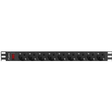 Lanberg PDU stekker omlijsting 19" 1U 16A 9fach Schuko met Sch