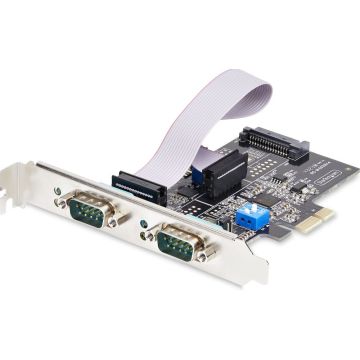 StarTech.com 2-Port Serial PCIe Card, Dual-Port PCI Express to RS232RS422RS485 (DB9) Serial Card, Low-Profile Brackets Incl., 16C1050 UART, TAA-Compliant, WindowsLinux, TAA Compliant - Level-4 ESD Protection (2S232422485-PC-CARD)