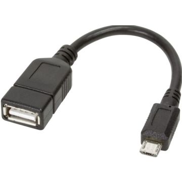 Techly USB2.0 OTG Kabel A verloop stekker - Micro-B, 0.2m