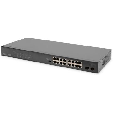 ZUB Digitus Gigabit Ethernet 16-port + 2 Combo unmanaged SFP Multi-Mode Unmanaged PoE Switch