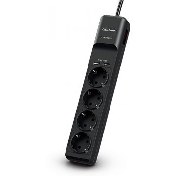 USV ACC CyberPower Professional P0420SUD0-DE 4-fach, 2x USB Überspannschutz, schwarz, 1.8m