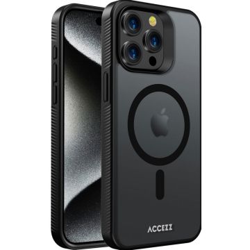 Accezz Rugged Frosted Backcover met MagSafe iPhone 15 Pro Max - Zwart