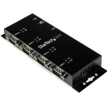 StarTech.com 4-poort USB naar DB9 RS232 Seriële Adapter Hub – Industrieel DIN-rail en Wandmontage - Seriële adapter