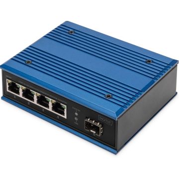DIGITUS Switch Ind. 4-Port Gigabit 30W PoE Unmanaged blau
