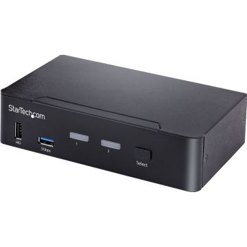 StarTech.com USB C KVM Switch, 2 Port DisplayPort KVM w 4K 60Hz UHD HDR Video, 3.5mm Audio, USB Type C KVM Switch, 4x USB HID and 2x USB A 3.2 Gen 1 5Gbps Hub, Thunderbolt 34 Compatible - Hot Key Switching (SV231DPUCA)