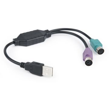 gembird USB-zu-PS/2-Konverterkabel, 0,3 m, zwart.